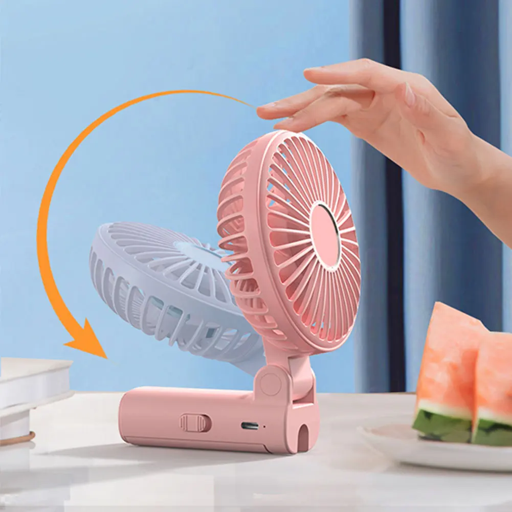 Mini Foldable Fan 3-Speed Adjustment Desktop Small Fan 1-3 Working Hours Portable Handheld Fan for Outdoor Umbrella