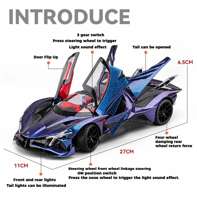 1:18 Apollo Project EVO Supercar Diecast Alloy Metal Model Toy Car