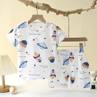 Popular in SummCottonSafe Baby Children Clothes  Set Cute Cartoon Short Sleeve Home Pajama Set Sleepwear Soft Breathable 3