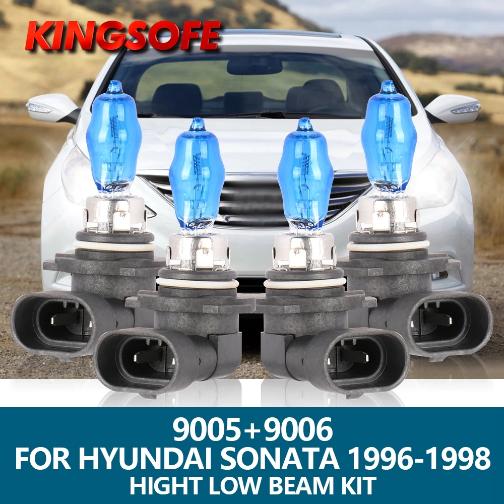 

4Pcs Car Light HOD Xenon Halogen Lamp 9005 HB3 9006 HB4 Headlight 6000K High Low Beam Bulbs For Hyundai Sonata 1996 1997 1998