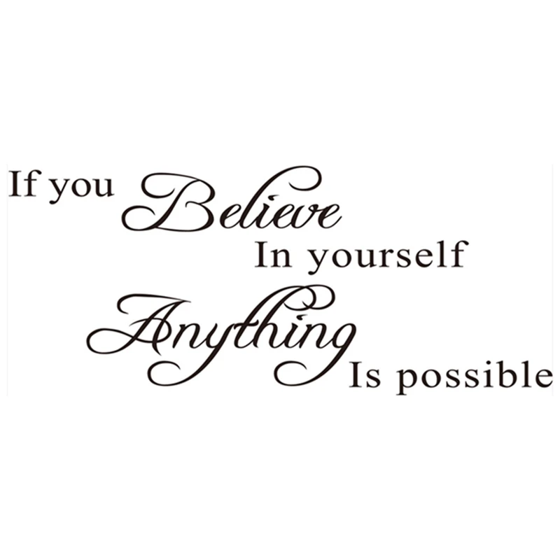 "Belive in Yourself" Quotes Stickers Vinyl Wall Decals Rooms Decoration Wallpaper for Home Kids Bedroom Study Schoolroom Poster