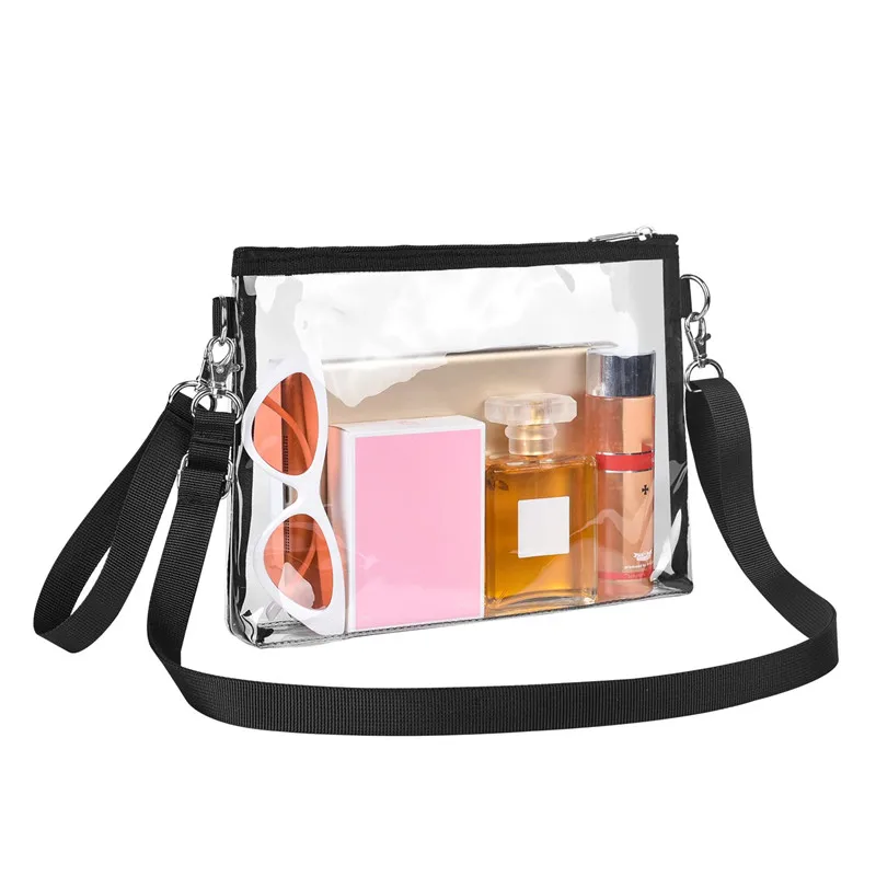 

Повседневные прозрачные женские сумки из ПВХ, саквояж на ремне через плечо, маленькие сумочки с клапаном и широким ремешком для телефона