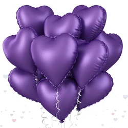 10 - Pack Rose Red & Pink Heart Foil Balloons for Romantic Celebrations (Matte purple)