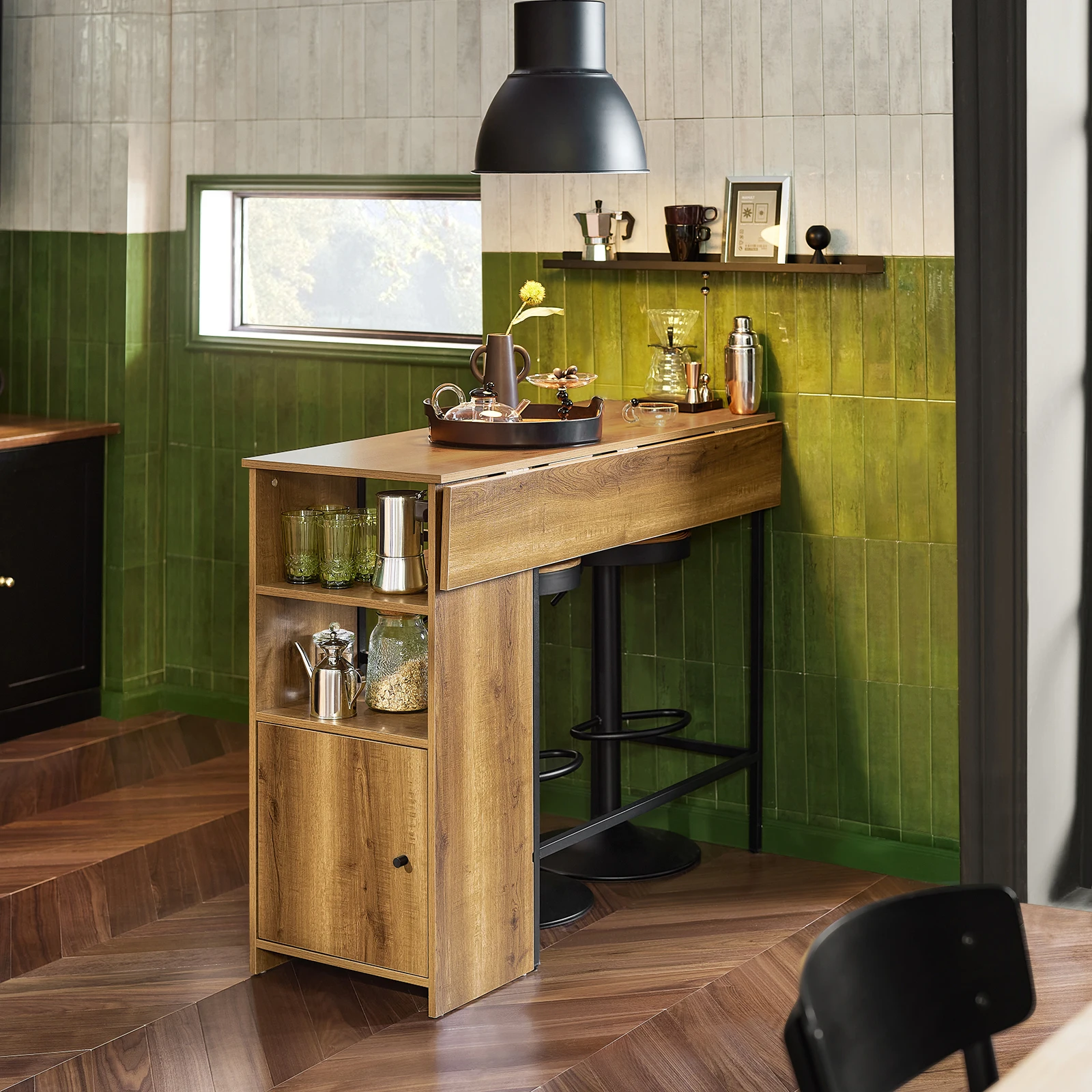 SoBuy FWT98-PF bar table dining table with an extendable work surface high table bistro table standing table bar counter in industrial design