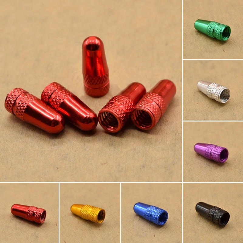 

5pcs Aluminum Alloy Road MTB Track Racing Bike Tube Tyre Bicycle Tire Wheel French Valve Cap Presta Valve Cap Accessories