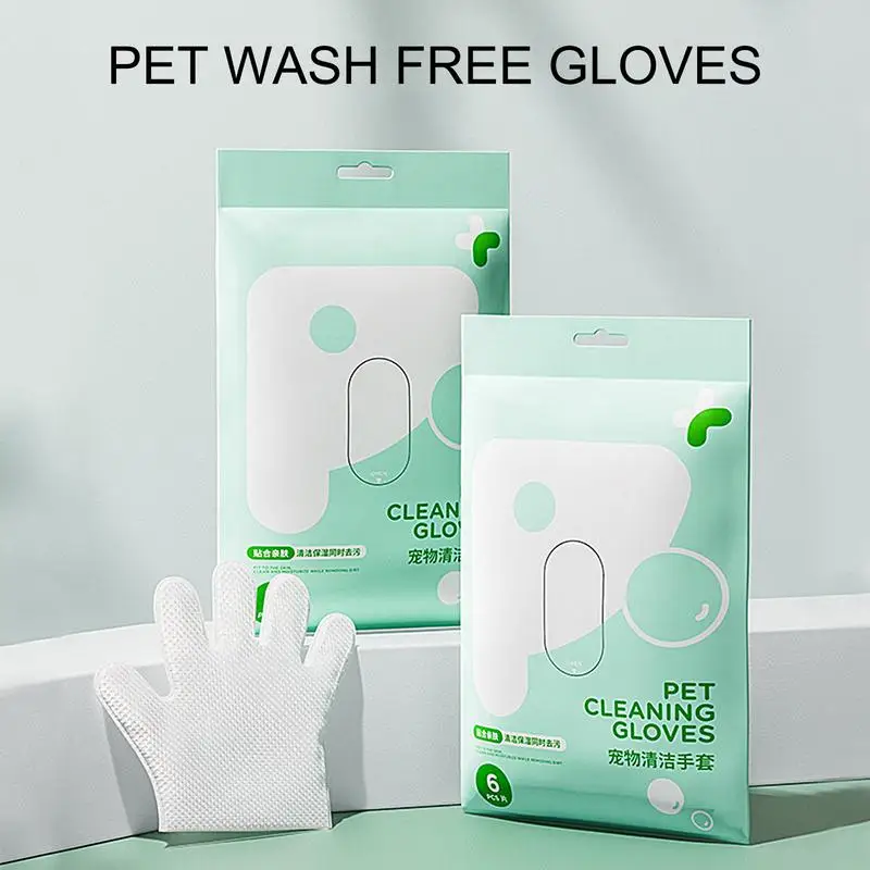 6pcs Disposable Cleaning Wipes Gloves for cat Dog SPA Bath,pet grooming gloves