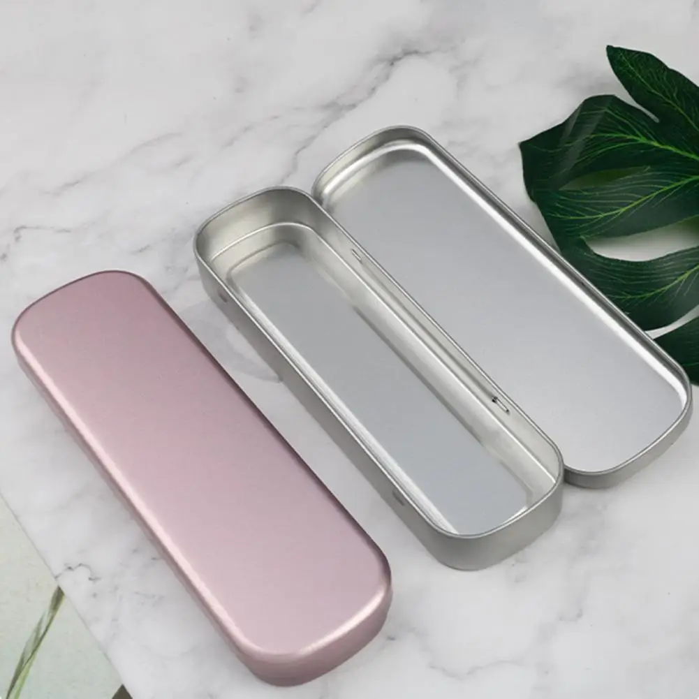 Rectangular Durable Tin Box Metal Hinged Storage Box Stationery Pen Pencil Makeup Brushes Cases Container Home Organizer pencil cases stationery box
