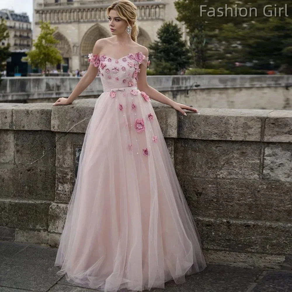 

Elegant Gowns Pink Cocktail Dresses for Women Party Wedding Dress V Neck Floral Print Ball Gown Formal Long Luxury Women's New