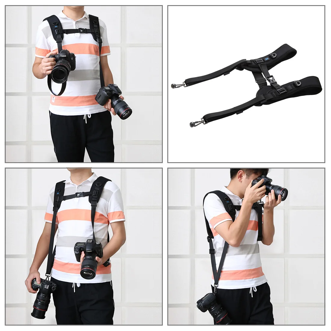 캐논, 니콘, DSLR, 고프로 히어로, DJI 오즈모, 인스타, SJ캠 카메라용 듀얼 숄더 넥 스트랩 (스크류 퀵 릴리즈 플레이트 포함)