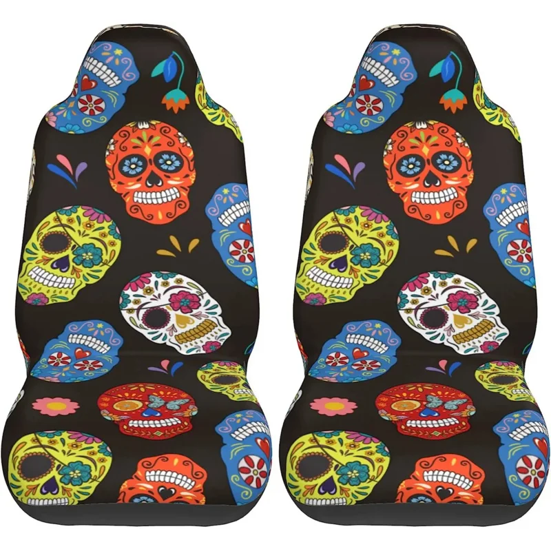 

Skull Car Seat Covers Auto Accessories Carseat Front Seats Fit Most Cars SUV Sedan Truck Piece