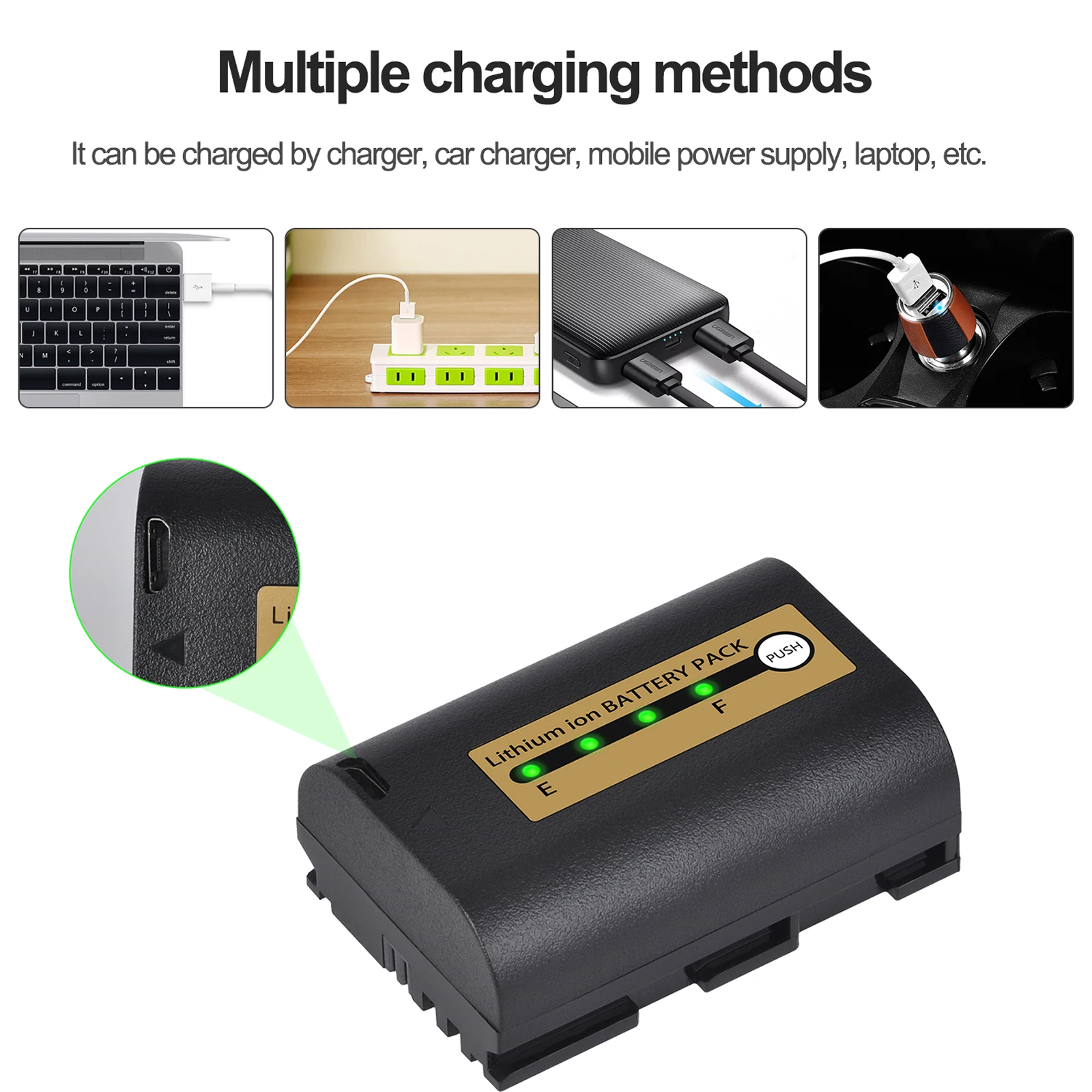 DuraPro 2800mAh LP E6N E6 LP-E6 LP-E6N Battery USB Port 2-in 1 Cable for Canon EOS R 5D Mark II III 6D 7D 60D 70D 80D 90D camera battery camera battery charger rechargeable battery charger