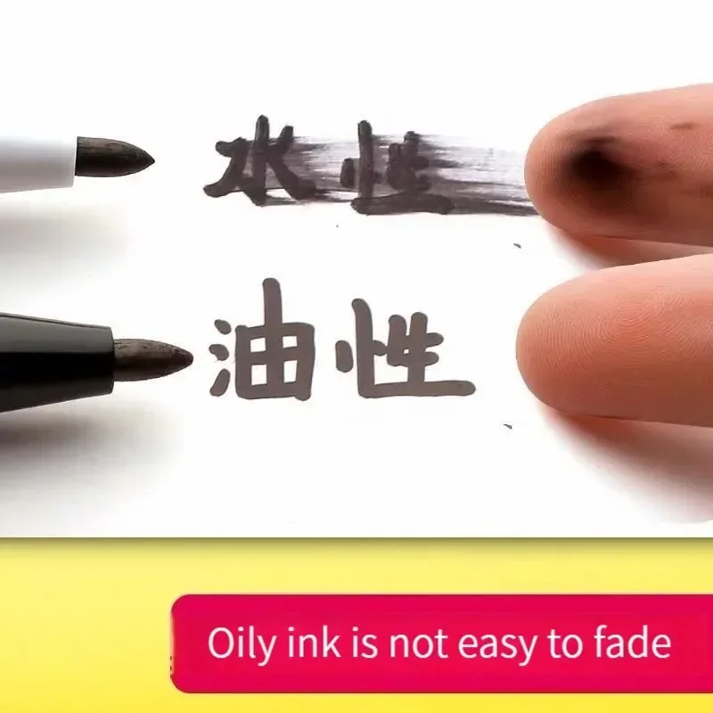 10Pcs/set Double Tip Art Marker Pen | Black & Blue Permanent Paint Ink | for Plastic/Wood/Stone/Metal/Glass