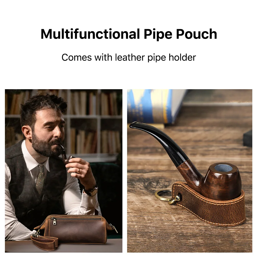 Genuine Leather Functional Pipe Bag Tobacco Pipe Smoking Stash Bag Herb Tobacco Pouch Clutch Case Smoking Accessories smoking accessories tobacco pipe tobacco smoking accessories smoking pipe
