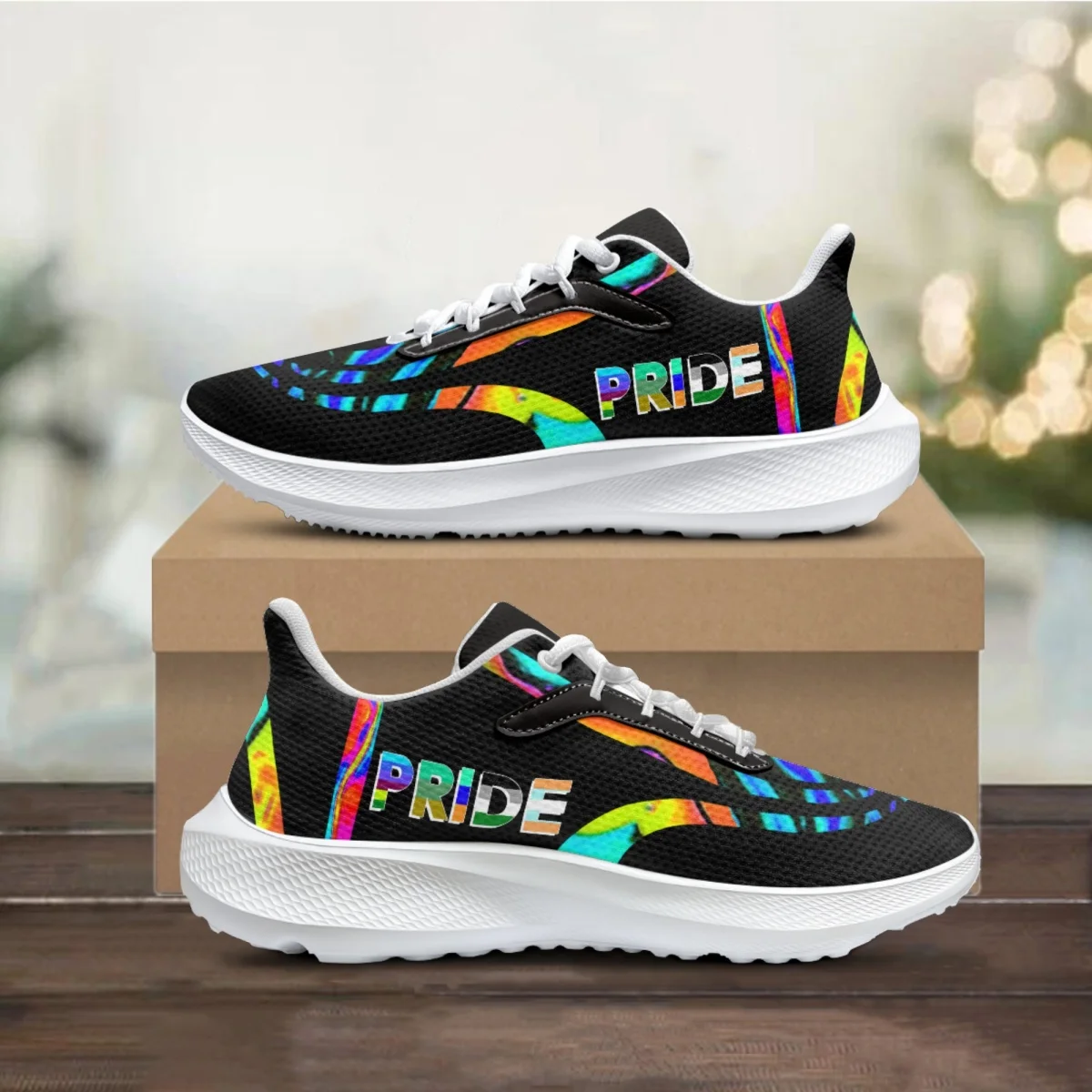 

New LGBT Homosexual Pride Pattern Female Spring Autumn Tennis Shoes Absorption Lightweight Breathable Running Sneakers Masculino