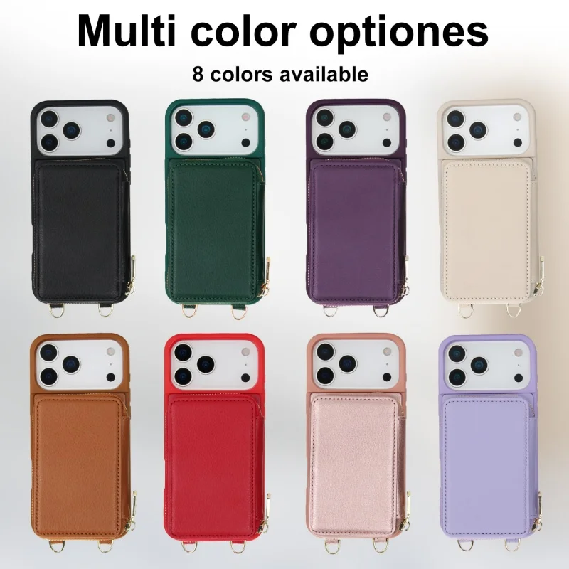 Elegant Crossbody Leather Wallet Phone Case with Zipper Card Holder