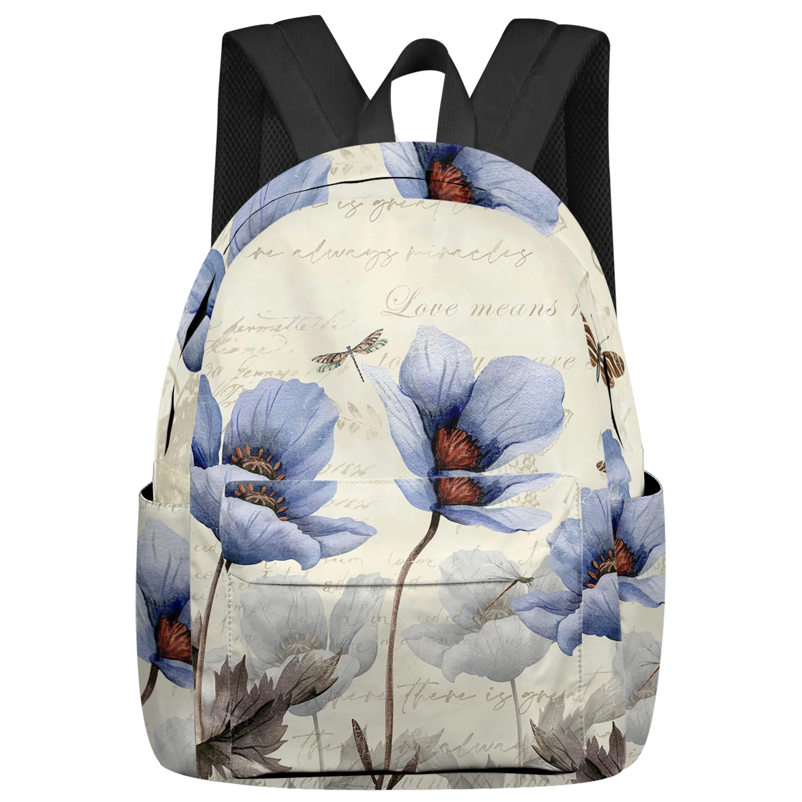 

Rustic Vintage Flower Dragonfly Butterfly Backpack Teenagers Student School Bags Laptop Custom Backpack for Men Women Travel Bag