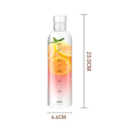 Large Capacity Leakproof Transparent Plastic Water Bottle with Time Marker - 500 - 1000ml (500ml)