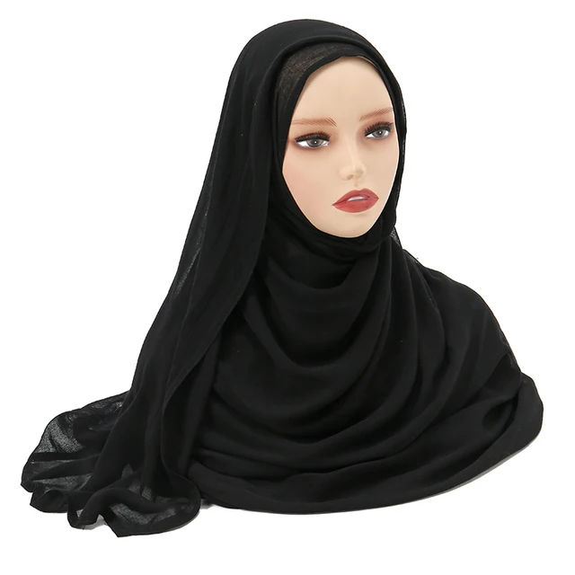 Châles en coton rayonne pour femmes musulmanes, Hijab Modal, écharpe unie, grande taille, Turban islamique, bandeau 190x85cm