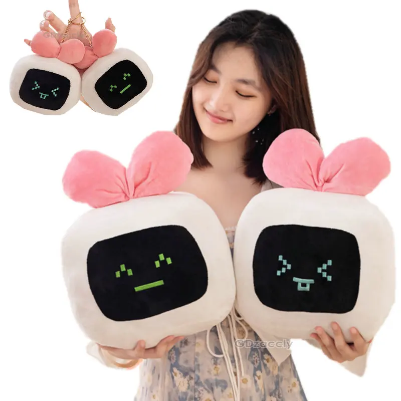 

Детская планшетофон для компьютерной игры в стиле аниме, мягкий розовый бант, украшение для волос, Роберт, лицо, плюшевое украшение для девочки