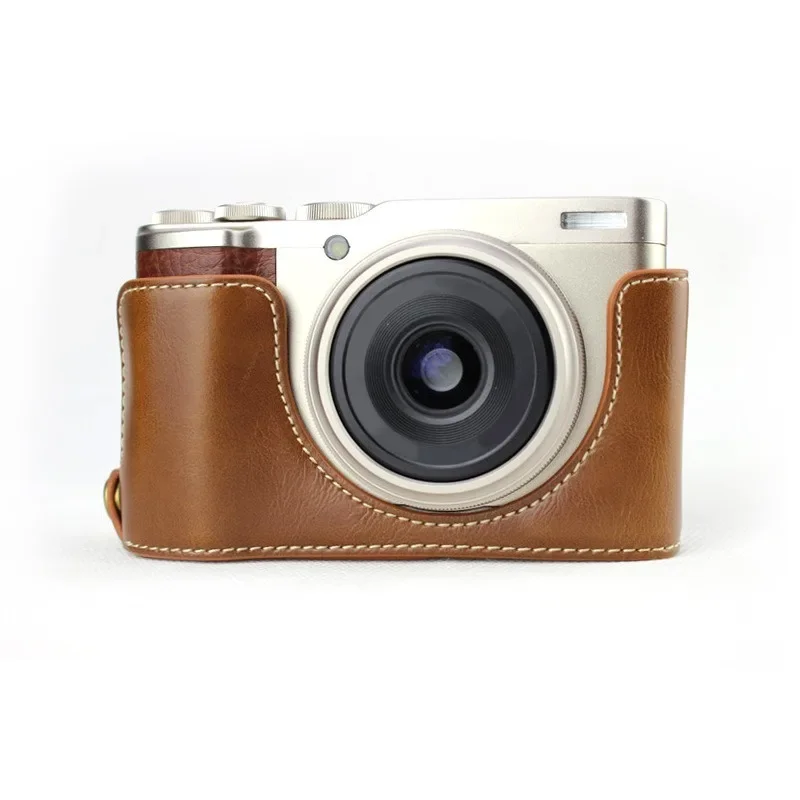 Nuova Custodia Per Fotocamera In Pelle Pu Mezza Copertura Per Fujifilm Xf10 Fuji X-F10 Custodia Inferiore Apribile Caffè Marrone Nero