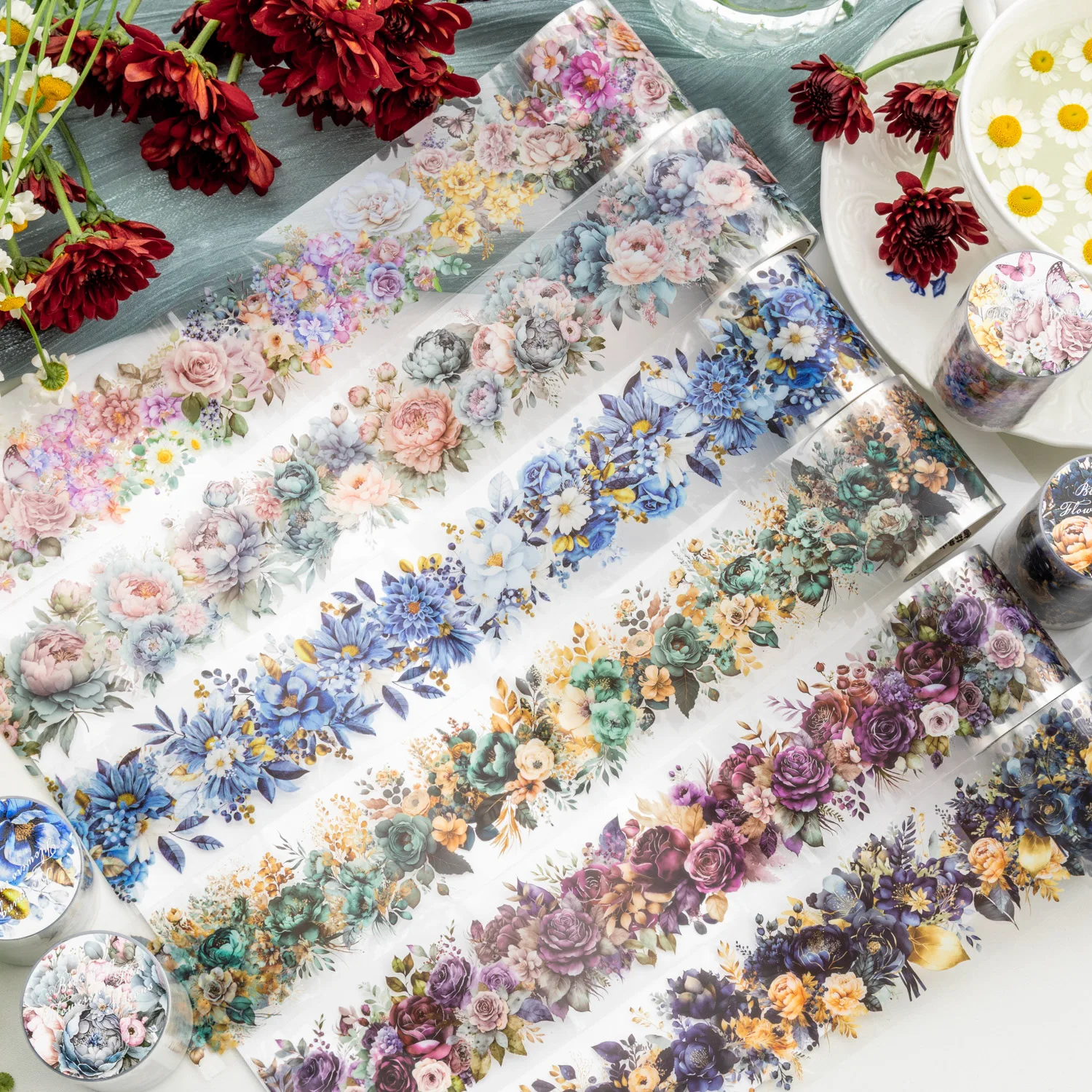 Yoofun 5x200cm Blooming Season PET Tape Flower Garden Decorative DIY Sticker for Card Making Journal Scrapbooking Planner diy 6