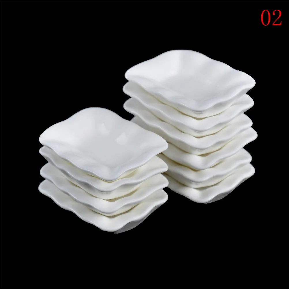10Pcs/set Durable Mini Food White Dishes Tableware Miniature Doll House Accessories Dollhouse Trays Plates Doll Kitchen Toys 6