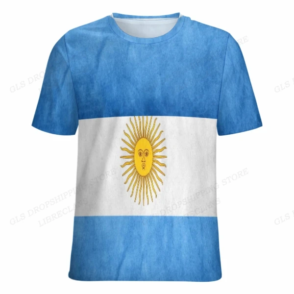 Argentina Flag 3D Print T-Shirt Uomo Donna Moda Manica Corta Top Tees Harajuku Argentina Flag Tees Unisex Camisetas