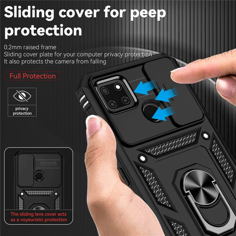 

Realme C25S C25y C21y Shockproof Case Armor Slide Lens 360 Protect Ring Funda for OPPO Realme C25 Back Cover Realmi C11 C15 Etui