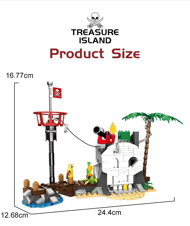 232pcs Pirate Boat Ship Seaside Treasure Island Building Blocks Bricks Sets Construction Toys For Children Boys Gift