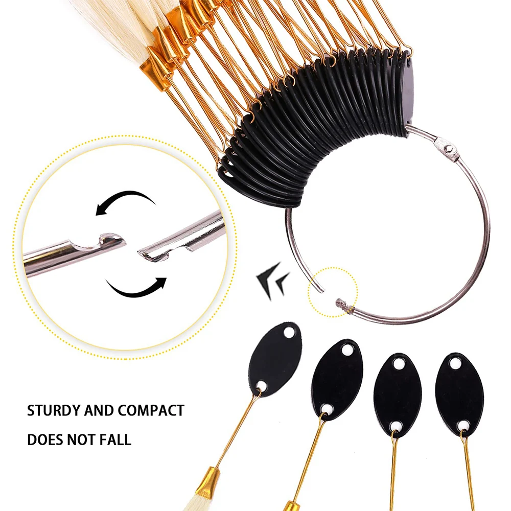 Real Human Hair Swatches Hair Color Plate For Testing Color Ring Samples Kit For Salon Hairdressing Bleach Coloring Practic
