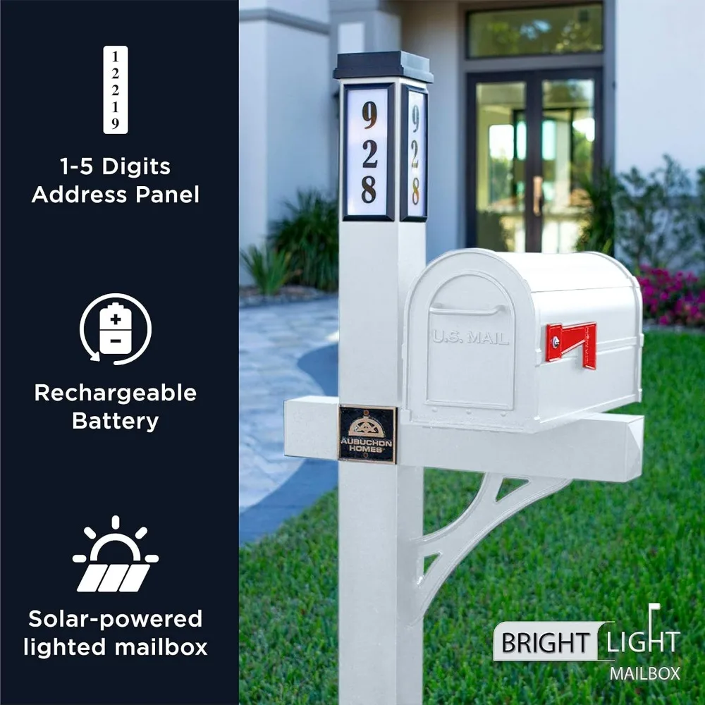 Aluminum Mailboxes for Outside with Post and Solar Mailbox Light for Easy Navigation,Mailbox and Post Combo Kit,Custom Mailboxes 2