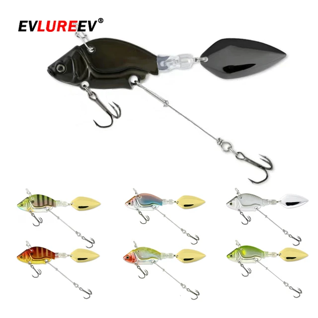 NEW Rotating Metal VIB vibration Bait Spinner Spoon Fishing Lures 13.6g  4.4cm Jigs Trout