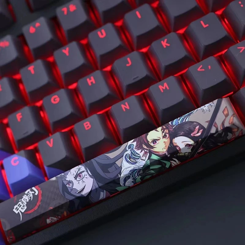 Kamado Nezuko Anime Keycap Pbt Dye Sub Retroiluminado Desenhos Animados Anime Gaming Key Caps para Ansi 61 87 104 108 Chaves Set - Imagem 6
