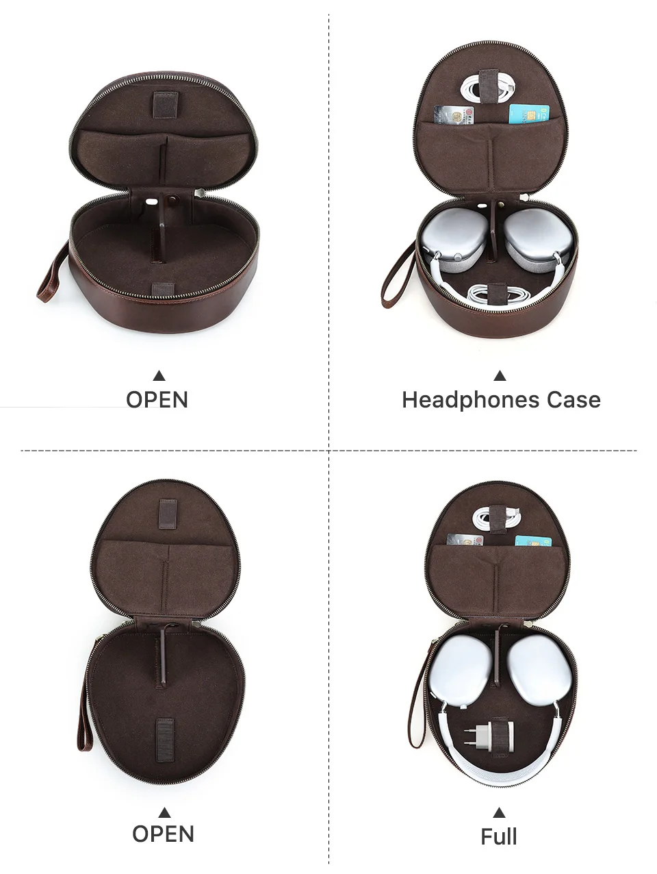 Genuine Leather Case for Apple AirPods Max SONY WH1000 XM4 Headphone Travel Carrying Case Protective Cover Portable Storage Box