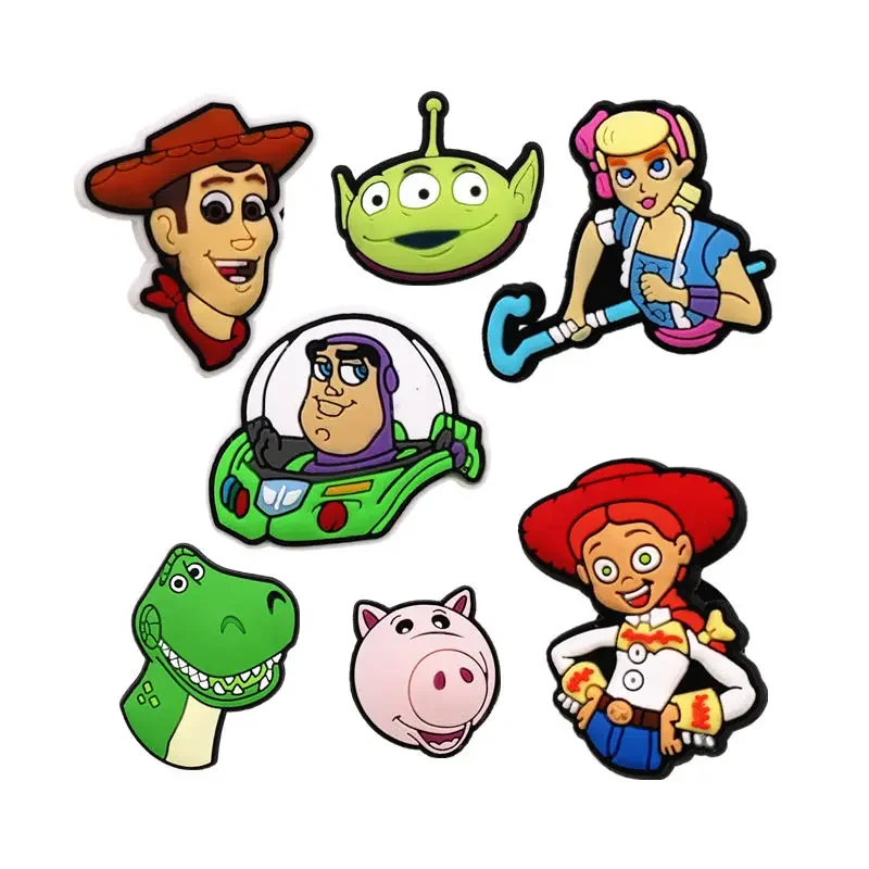 Original Toy Story Pvc Shoe Charms Woody Buzz Aliens Jessie Shoe Charms Jeans Bunny Clog Pins Kids Women Shoe Decorations