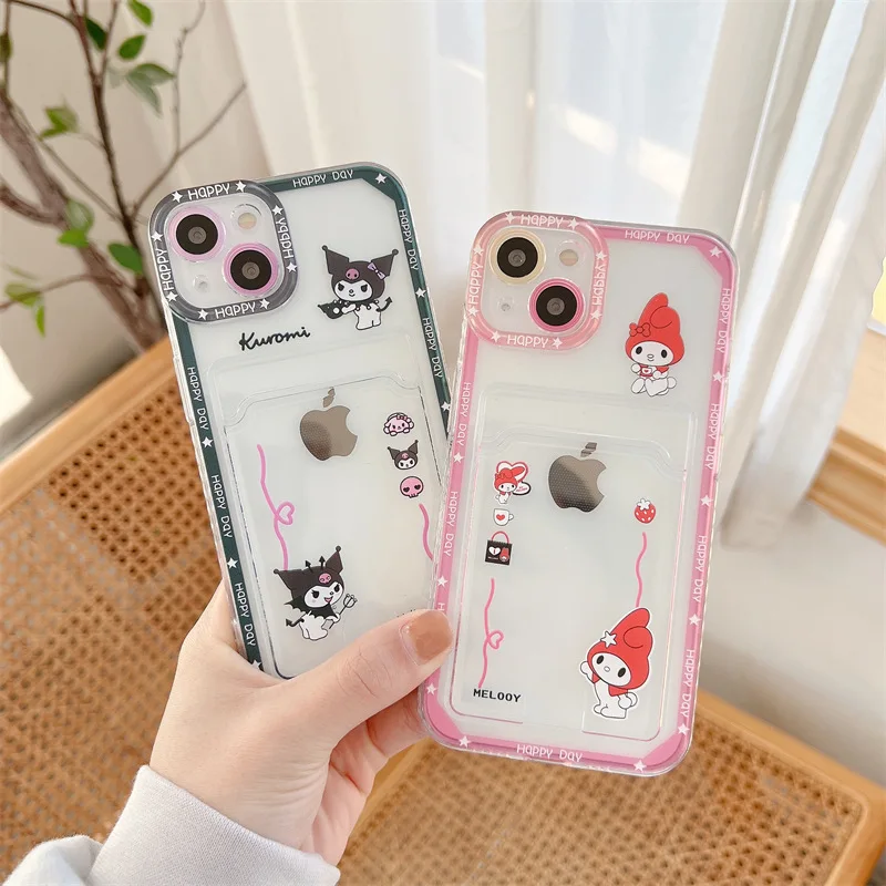 Kuromi my melody Photo card holder cartoon Transparent Phone Case