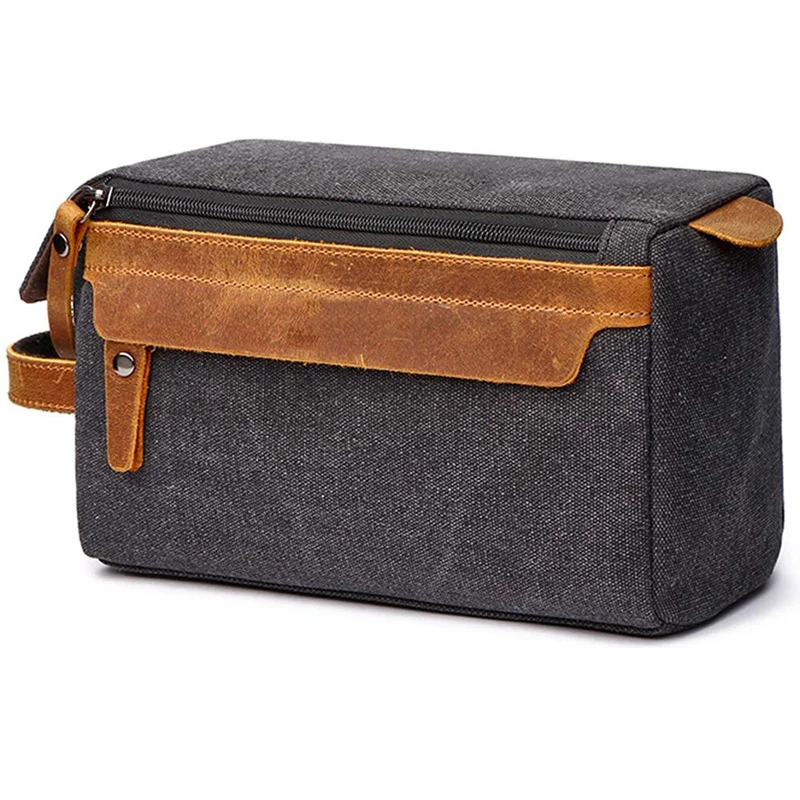 

Toiletry Bag for Men Shaving Kit Bag Crazy Horse Leather Dopp Kit Travel Shaving Bag Mens Toiletry Bag Canvas