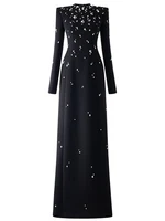 TOP QUALITY Newest 2026 Designer Fashion Women's Rhinestone Diamonds Beaded Long Maxi Dress - Image 2