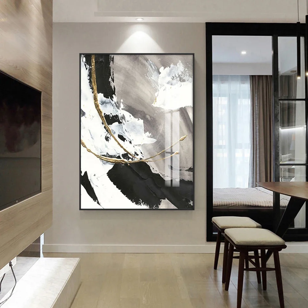 لوحة جدارية فنية بنمط الرخام – أناقة عصرية بالأسود...