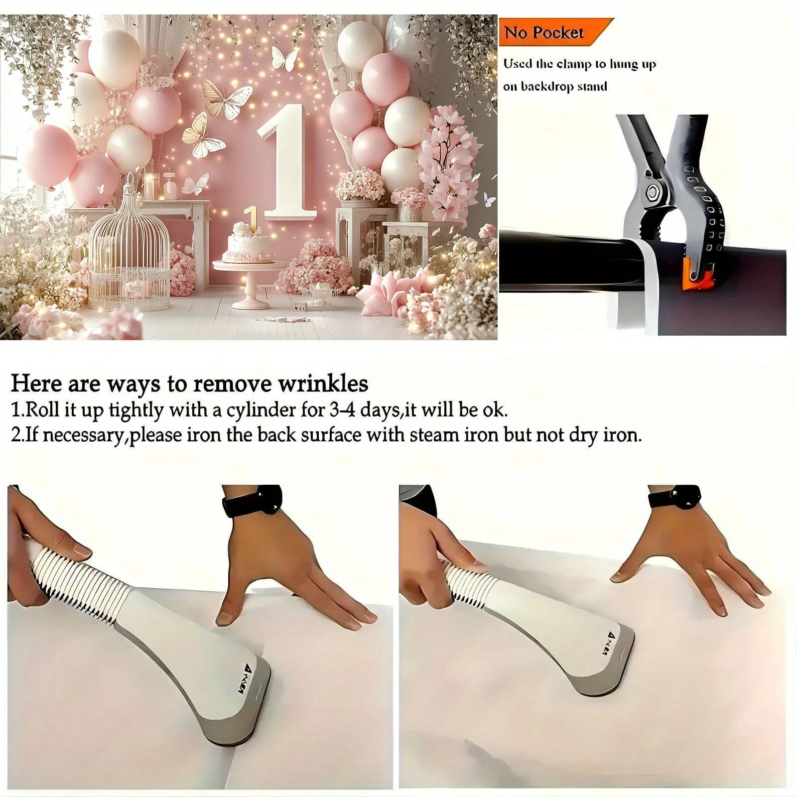 Ein eleganter rosa Schmetterlings-Partyhintergrund – ein romantisches 1. Jahrestag mit Themen von Luftballons, Blumen und Schmetterlingen – Detail 5