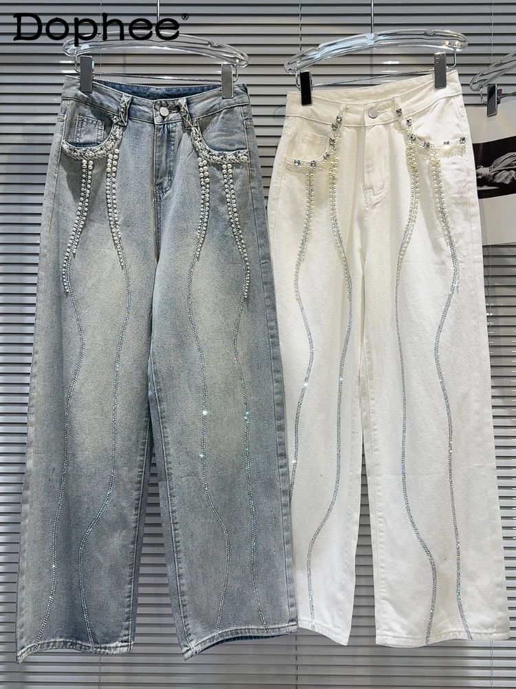 heavy-industry-beads-rhinestone-wide-leg-pants-female-2024-spring-autumn-retro-distressed-loose-jeans-women-high-waisted-jeans