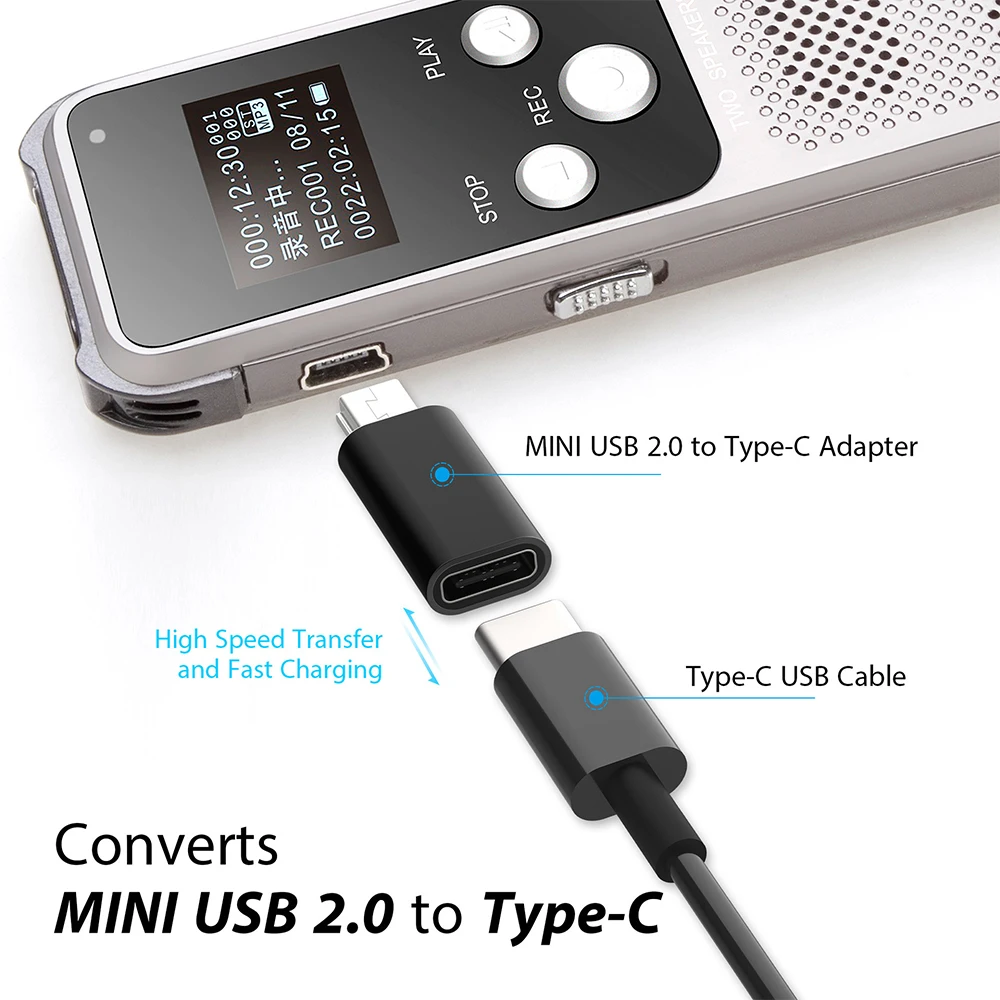 OLAF Mini Adapter Type-C Female to Mini USB Male Supports Data Transfer & Charging Converters