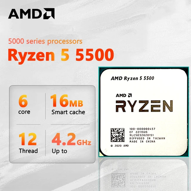 AMD Ryzen 5 5500 Wraith Stealth (3.6 GHz / 4.2 GHz) BOX Processeurs