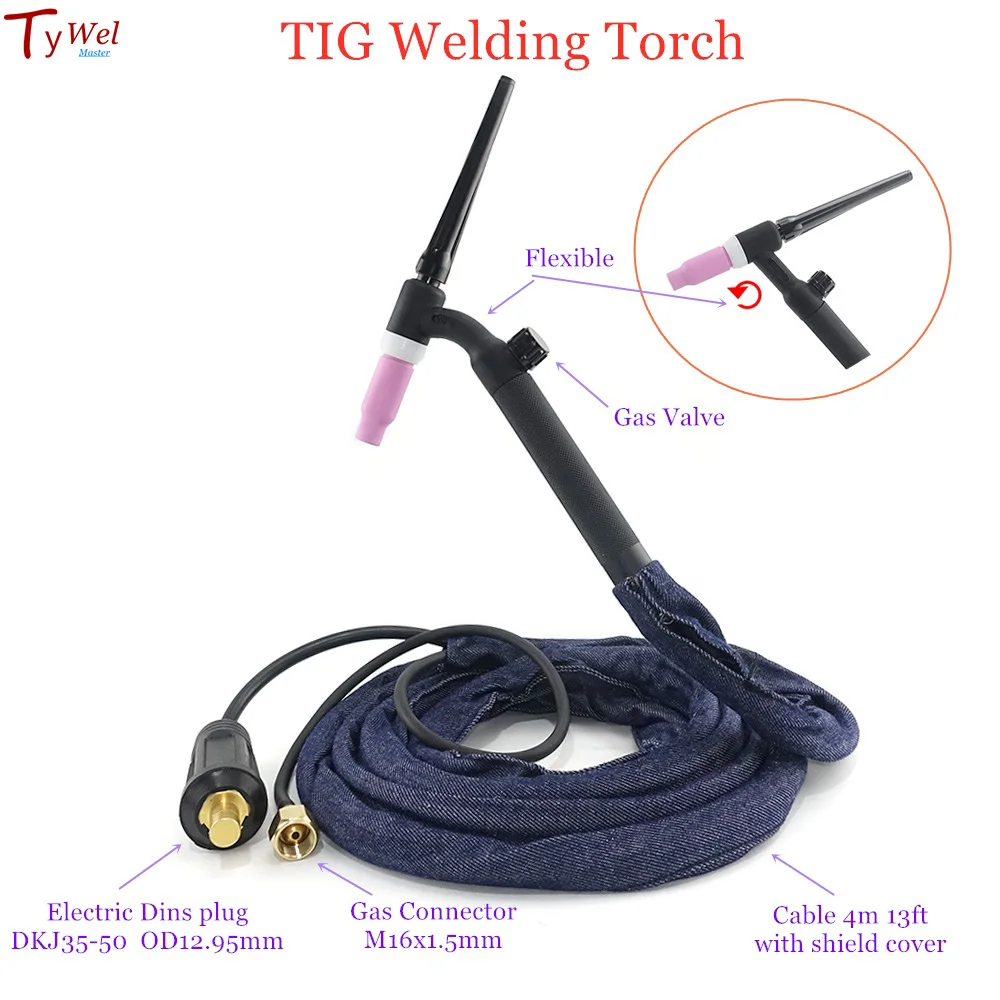 RIVERWELD WP-17 SR-17 TIG Torch Torch Head Body Body Air Bolled 150AMP Euro in stile euro