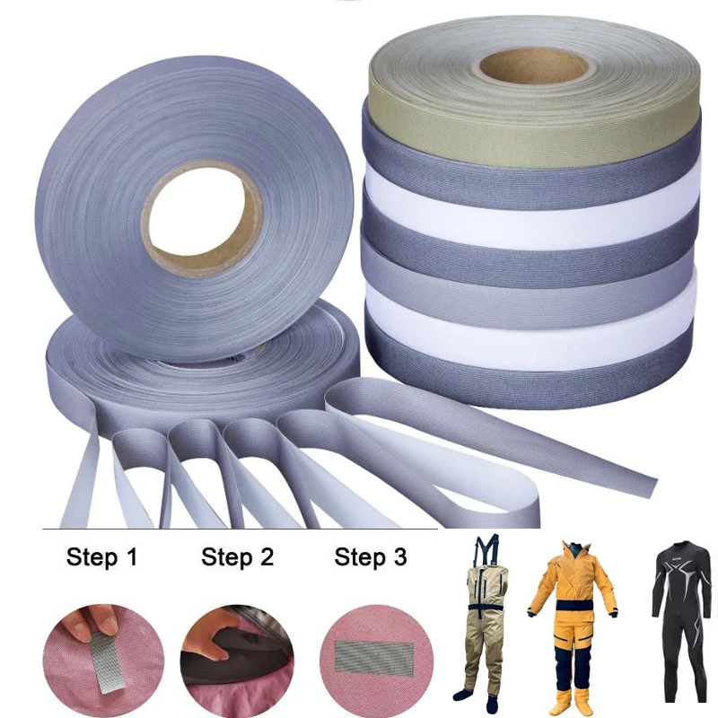 50 meters Feet Iron on Seam Sealing Tape Hot Melt 3-Layer Waterproof Wetsuit Repair Patch for Clothing Wader Rain Jacket Pants seam sealing tape