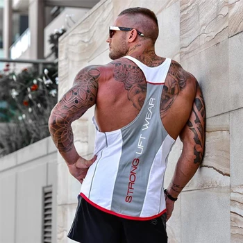 Nieuwe Mens Bodybuilding Tank Top Sportscholen Fitness Mouwloos Shirt 2018 Nieuwe Mannelijke Katoenen Kleding Mode Singlet Vest 1