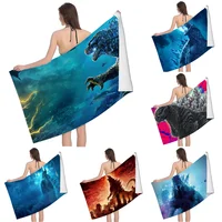 Cool G-GodzillaS Towel towel pattern beach towel, quick drying and absorbent, The fabric is made of cotton and does not fade 1