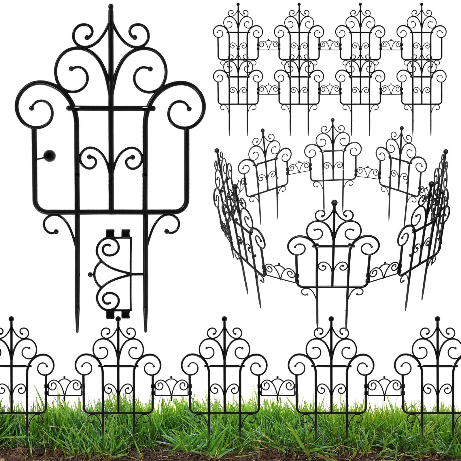 

New 10Pcs Decorative Garden Fence Plastic Folding Lawn Border Outdoor Animal Barrier Fence Landscape Fencing Multifunctional