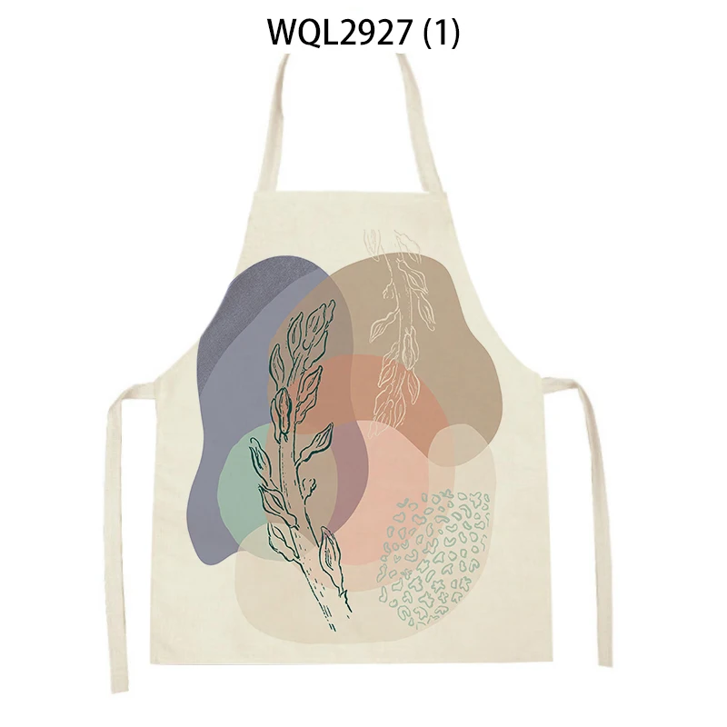 Description Picture 3 of itemAbstract Plants Kitchen Aprons Home Cooking Sleeveless Aprons Baking Accessories Flowers Pattern Waist Bibs Antifouling Apron