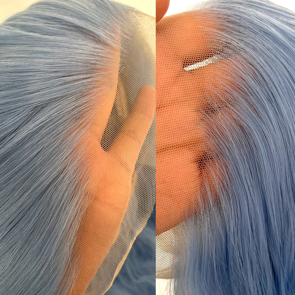 Vogue Queen Icy Blue Synthetic Lace Front Curly Wig Heat Resistant Fiber Natural Hairline Cosplay For Women